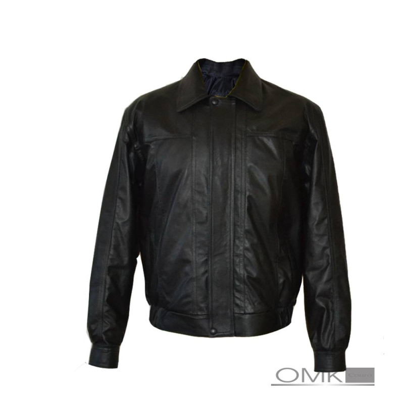 jaqueta de couro de cabra masculina