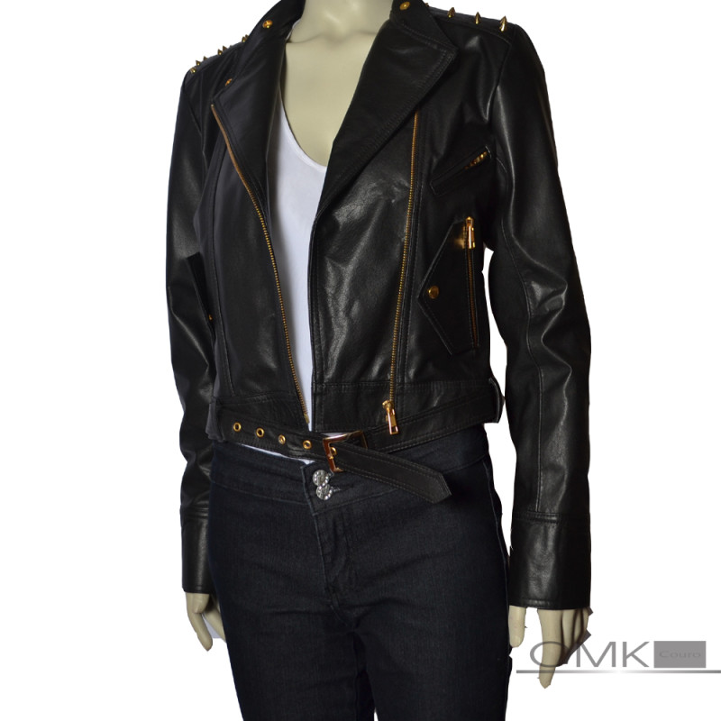 jaqueta com spikes feminina