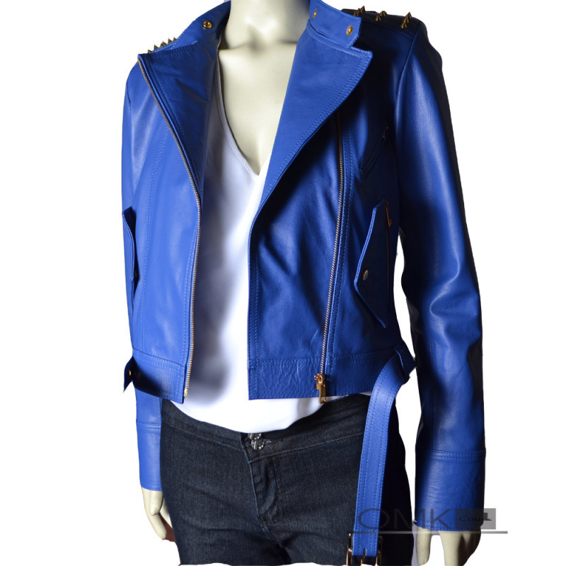 Jaqueta de couro discount azul marinho feminina