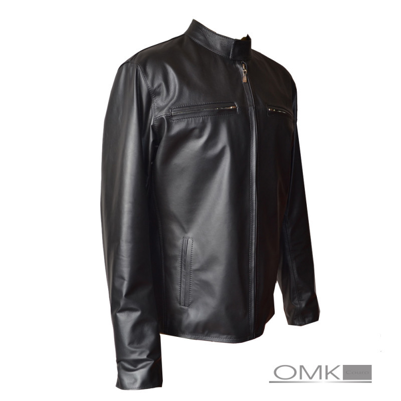 jaqueta de couro masculina preta original
