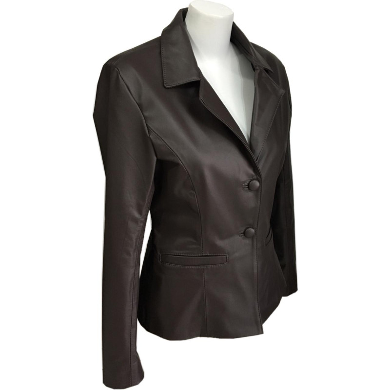 jaqueta de couro feminina tipo blazer