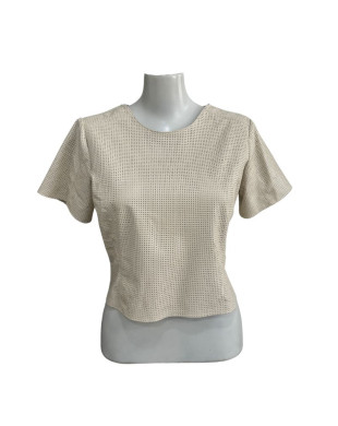Blusa couro manga curta