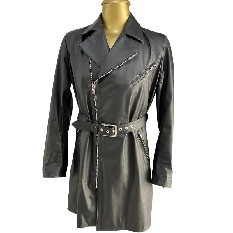 Casaco de Couro Feminino estilo Trench Coat