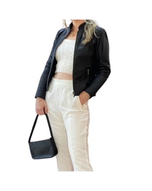 Jaqueta de couro biker feminina