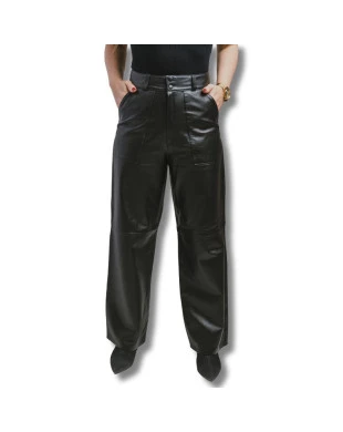 Calça wide leg couro omk
