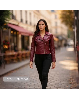 Jaqueta em Pelica Birne Red Perfecto Cropped OMK Ref.602 2