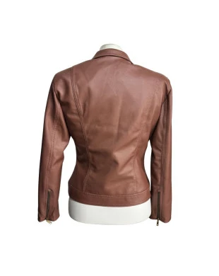 Jaqueta perfecto omk couro caramelo