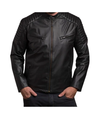 jaqueta de couro masculina omk