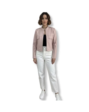 Jaqueta em Pelica Rosa Claro