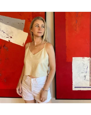 Regata cropped em couro