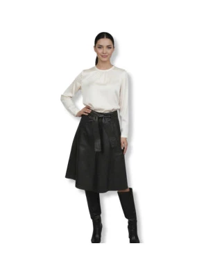 Saia de couro Midi evase