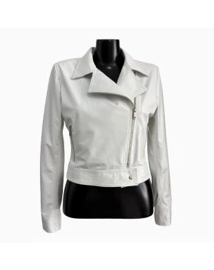 jaqueta em couro branca omk