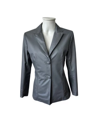 blazer couro cinza