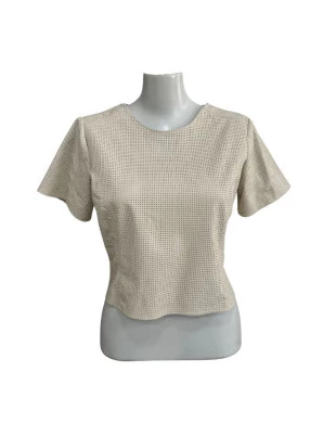 Blusa couro manga curta