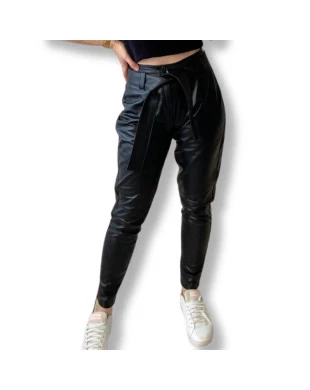 Calça Clochard em couro pelica