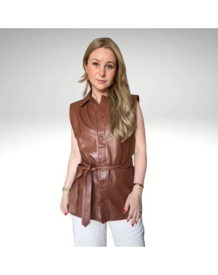 Colete alongado com amarração