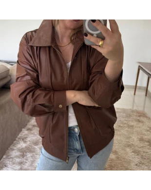 jaqueta OMK Couro Bomber over