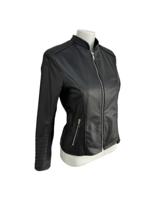 Jaqueta de couro biker feminina