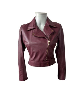Jaqueta em Pelica Birne Red Perfecto Cropped OMK Ref.602 2