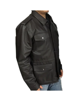 Parka de couro masculina