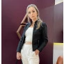 Jaqueta de couro biker feminina