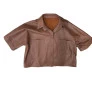 Camisa Cropped em Pelica Manga Curta Caramelo