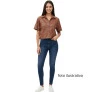Camisa Cropped em Pelica Manga Curta Caramelo
