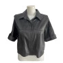 Camisa Cropped em Pelica OMK Couro