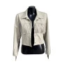 Jaqueta de Couro Cropped com franjas Off White 
