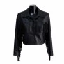 Jaqueta de couro cropped com franjas