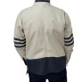 jaqueta omk couro off white com azul marinho 