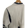 jaqueta omk couro off white com azul marinho 
